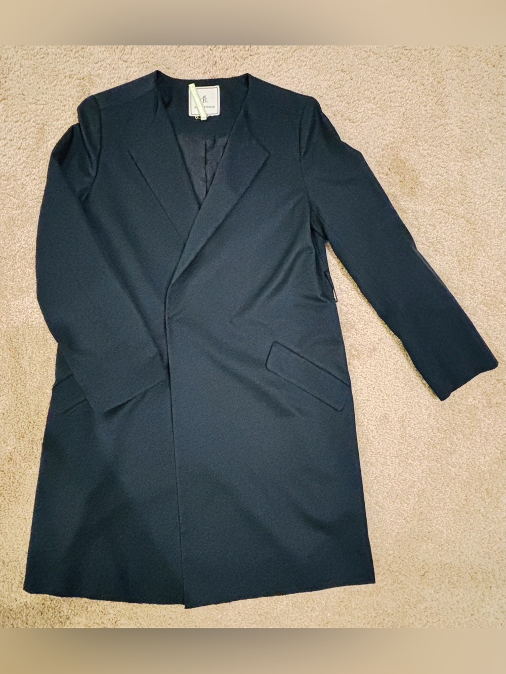 Women's 2-Way Convertible No-Collar Coat Navy Blue